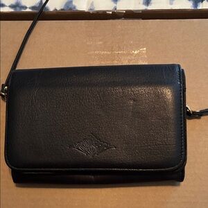 Cross body black leather purse